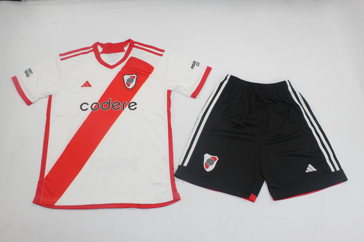 Kids-River Plate 23/24 Home Soccer Jersey